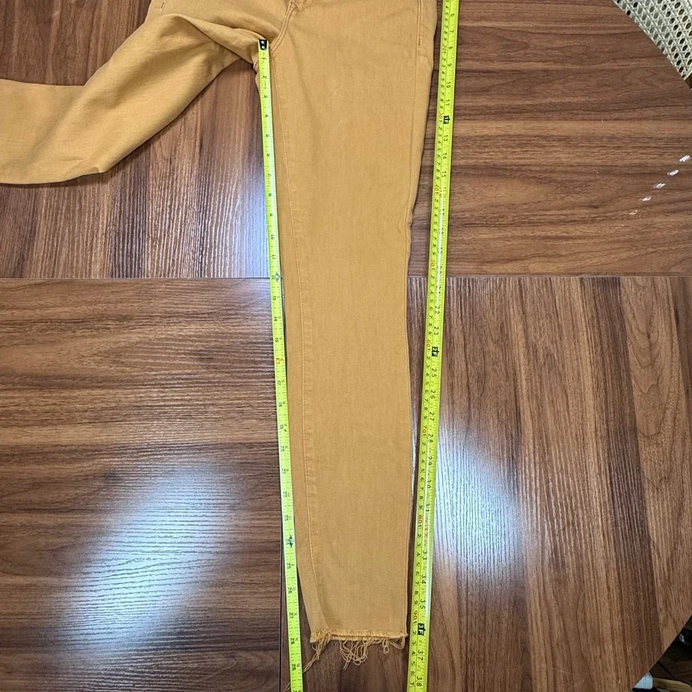 GAP Denim Legging Jeans Mustard Yellow Raw Hem Skinny Mid Rise 2/26R Regular - Picture 8 of 8